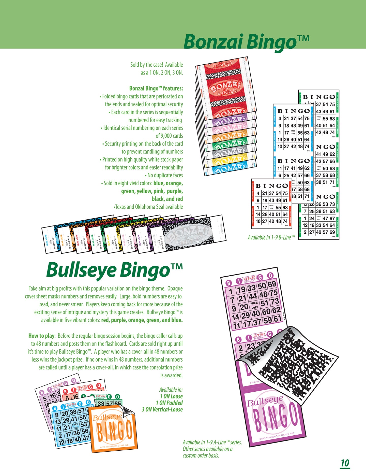 American Games Bingo Paper