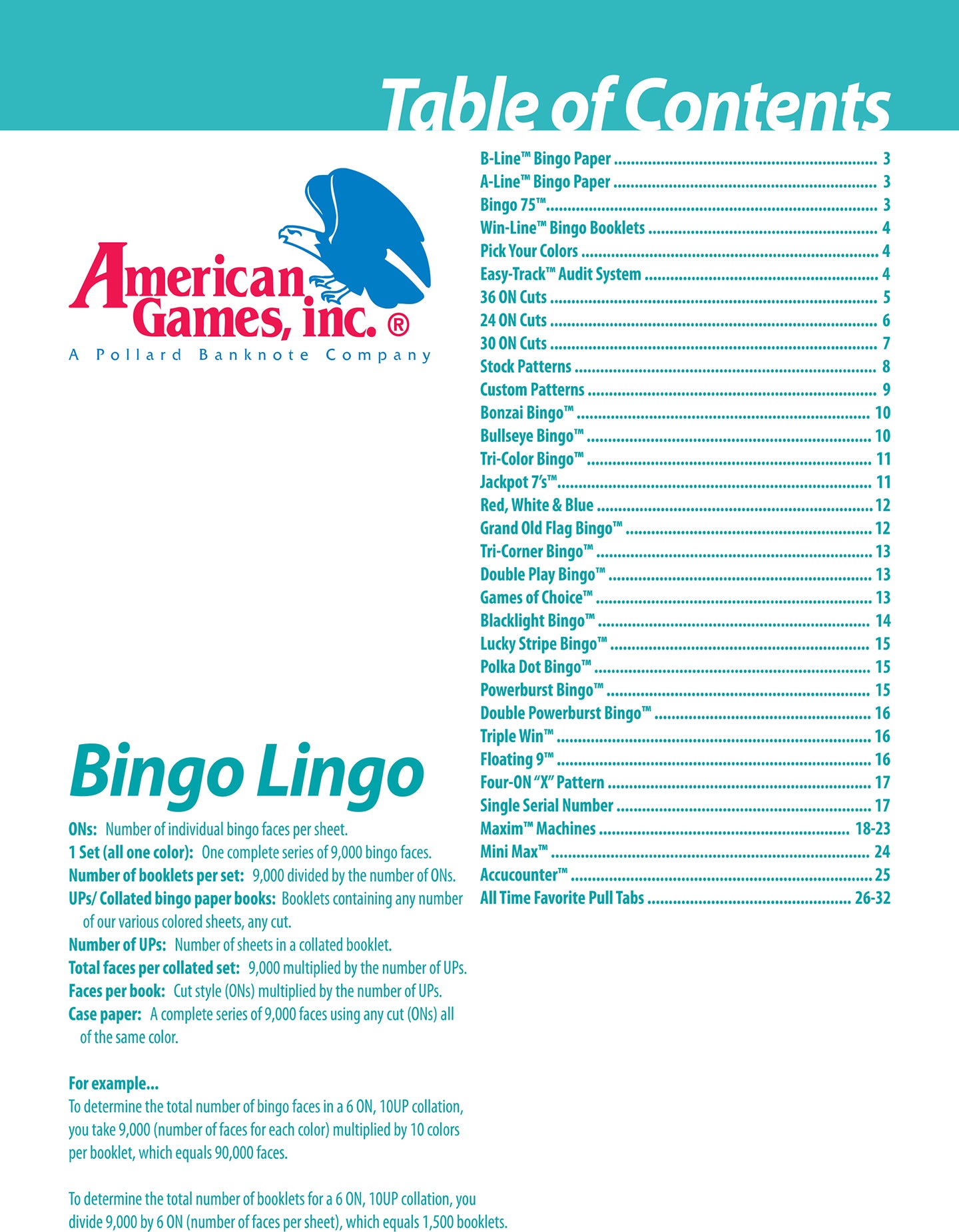 American Games Bingo Paper